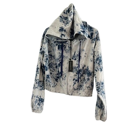 Blank NYC Blue Tie Dye Long Sleeve Zip Up Hoodie Jacket Size Large NWT - Picture 3 of 14